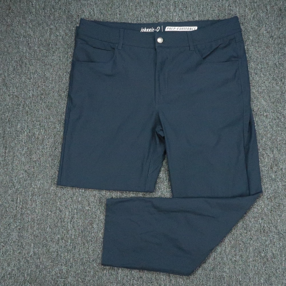 johnnie O Pants Mens 36x28 Blue Prep-Formance Straight 5 Pocket Trouser Golf